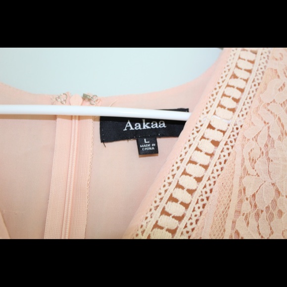 Aakaa pink short sleeve elegant maxi lace dress - Picture 4 of 4